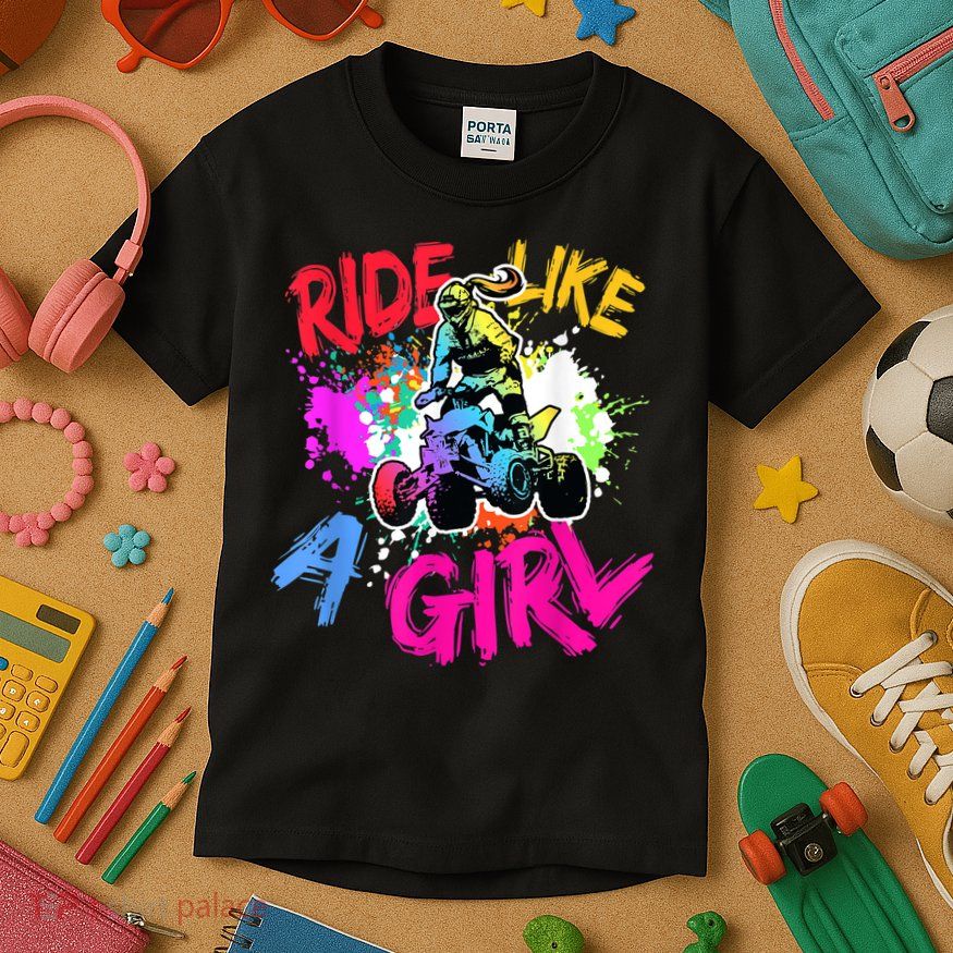 Ride Like A Girl ATV Lovers Quad Bike Biker Girl Kids T-Shirt