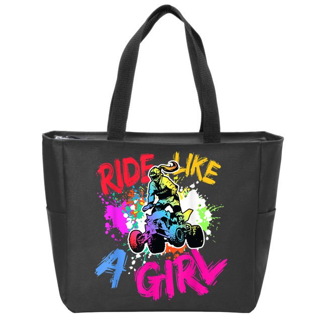 Ride Like A Girl ATV Lovers Quad Bike Biker Girl Zip Tote Bag