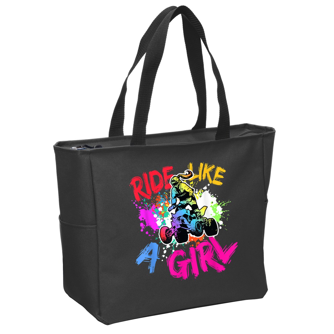 Ride Like A Girl ATV Lovers Quad Bike Biker Girl Zip Tote Bag