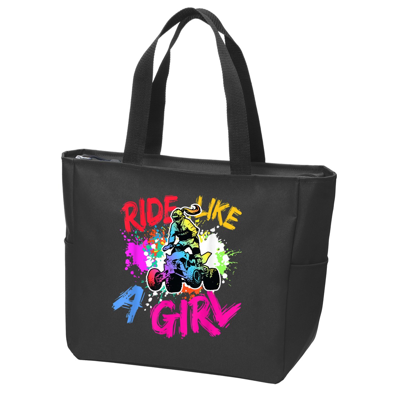 Ride Like A Girl ATV Lovers Quad Bike Biker Girl Zip Tote Bag