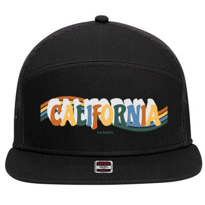 Retro Los Angeles California Cali Wave 7 Panel Mesh Trucker Snapback Hat