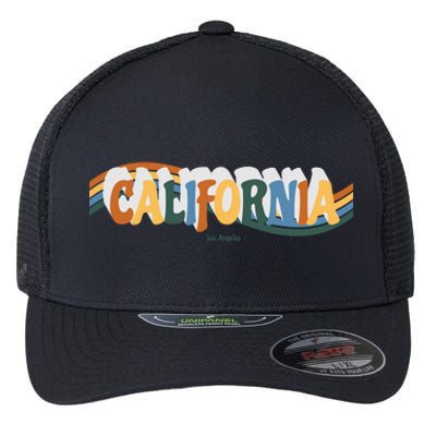 Retro Los Angeles California Cali Wave Flexfit Unipanel Trucker Cap