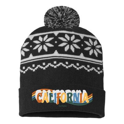 Retro Los Angeles California Cali Wave USA-Made Snowflake Beanie