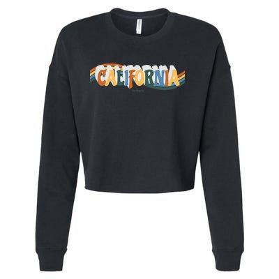 Retro Los Angeles California Cali Wave Cropped Pullover Crew