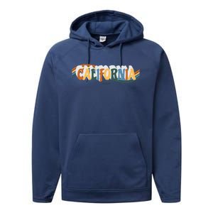 Retro Los Angeles California Cali Wave Performance Fleece Hoodie