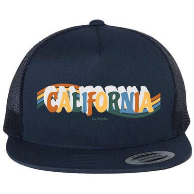 Retro Los Angeles California Cali Wave Flat Bill Trucker Hat