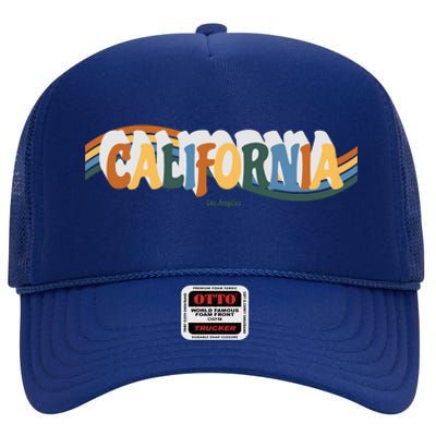 Retro Los Angeles California Cali Wave High Crown Mesh Back Trucker Hat