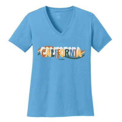 Retro Los Angeles California Cali Wave Women's V-Neck T-Shirt