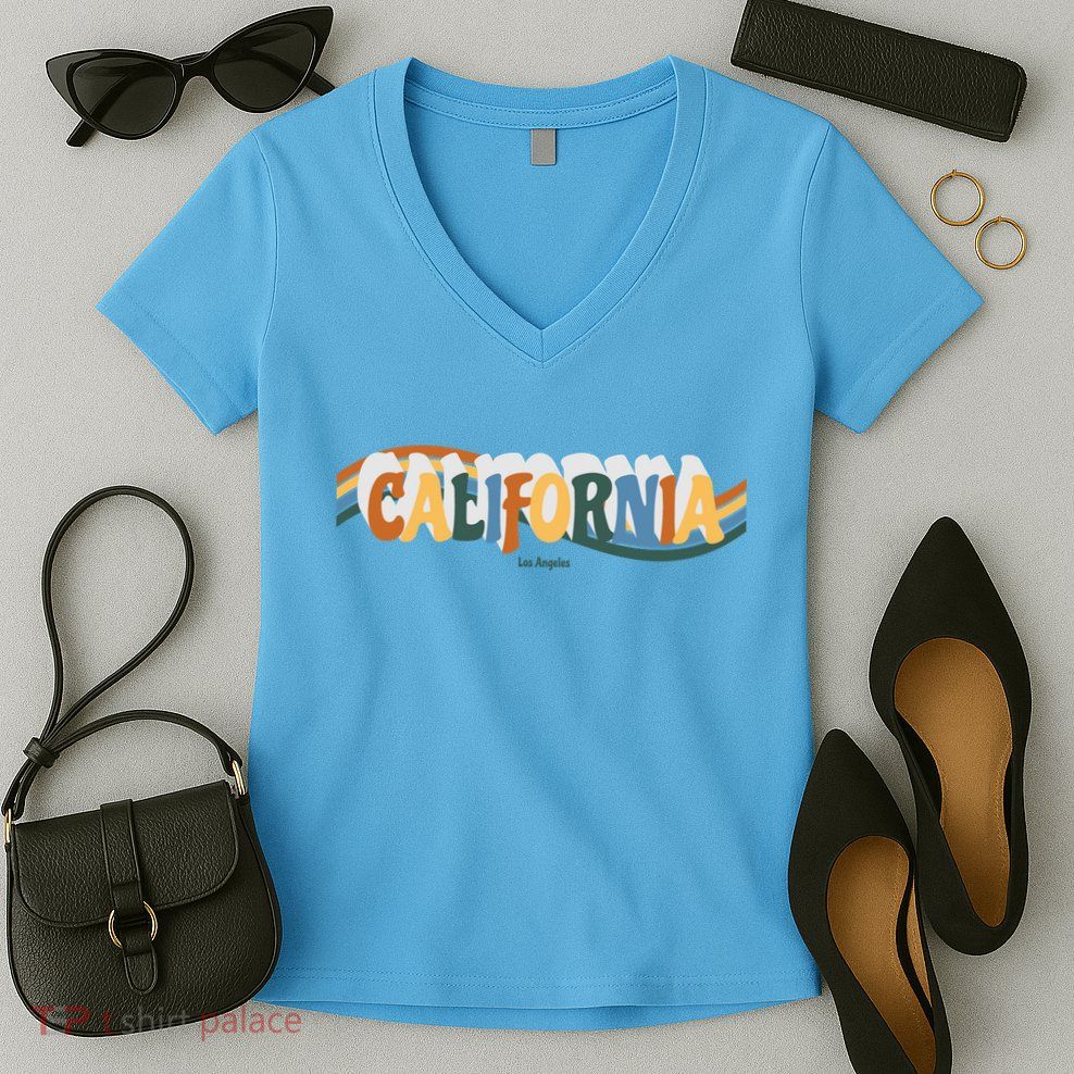 Retro Los Angeles California Cali Wave Women's V-Neck T-Shirt