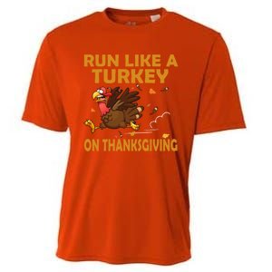 Run Like A Turkey On Thanksgiving Funny Running Runner Gift Cooling Performance Crew T-Shirt