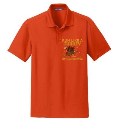 Run Like A Turkey On Thanksgiving Funny Running Runner Gift Dry Zone Grid Polo