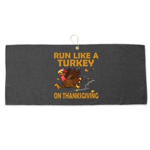 Run Like A Turkey On Thanksgiving Funny Running Runner Gift Large Microfiber Waffle Golf Towel