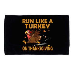 Run Like A Turkey On Thanksgiving Funny Running Runner Gift Microfiber Hand Towel