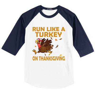 Run Like A Turkey On Thanksgiving Funny Running Runner Gift Baseball Sleeve Shirt