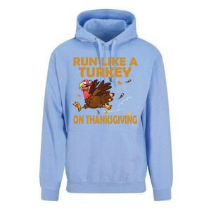 Run Like A Turkey On Thanksgiving Funny Running Runner Gift Unisex Surf Hoodie