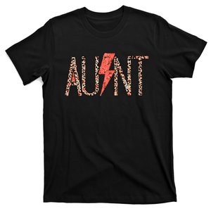 Retro Leopard Aunt Lightning Bolt Western Country Auntie T-Shirt