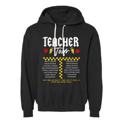 Retro Lightning Bolt Abcd The Teacher Garment-Dyed Fleece Hoodie