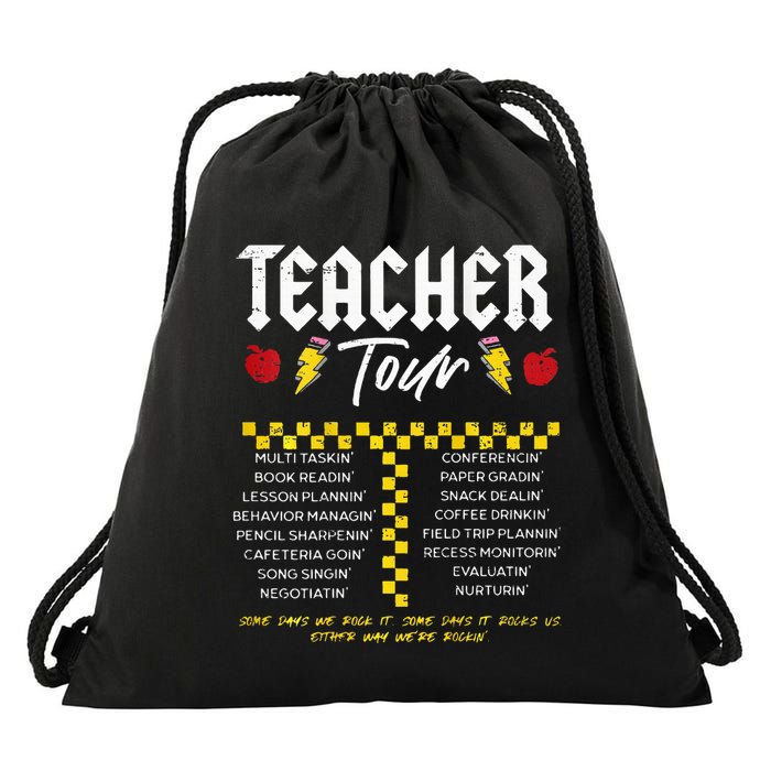 Retro Lightning Bolt Abcd The Teacher Drawstring Bag