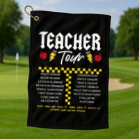Retro Lightning Bolt Abcd The Teacher Golf Towel