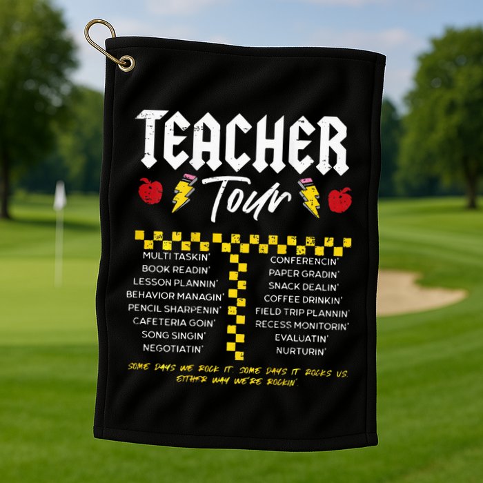 Retro Lightning Bolt Abcd The Teacher Golf Towel
