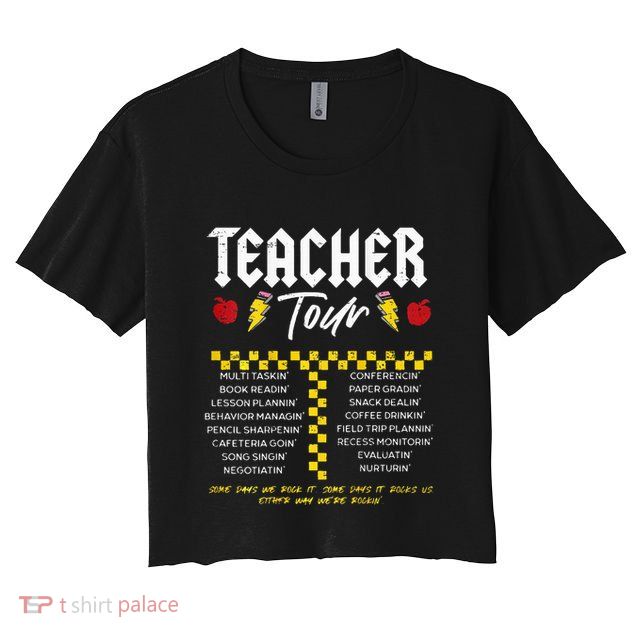 Retro Lightning Bolt Abcd The Teacher Crop Top