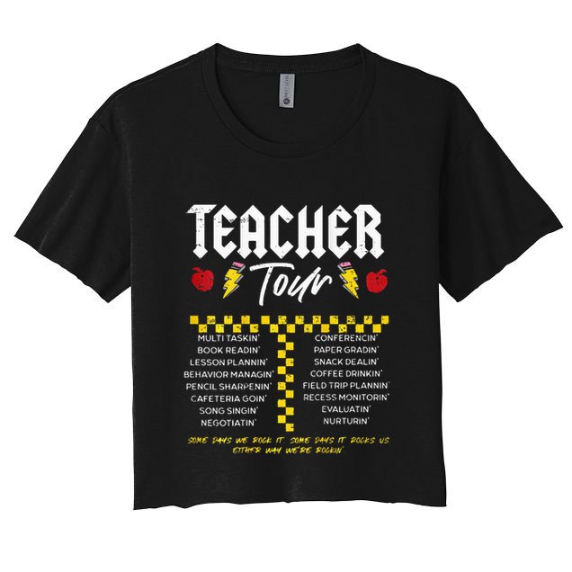 Retro Lightning Bolt Abcd The Teacher Crop Top