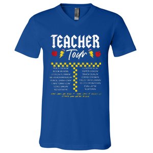 Retro Lightning Bolt Abcd The Teacher V-Neck T-Shirt