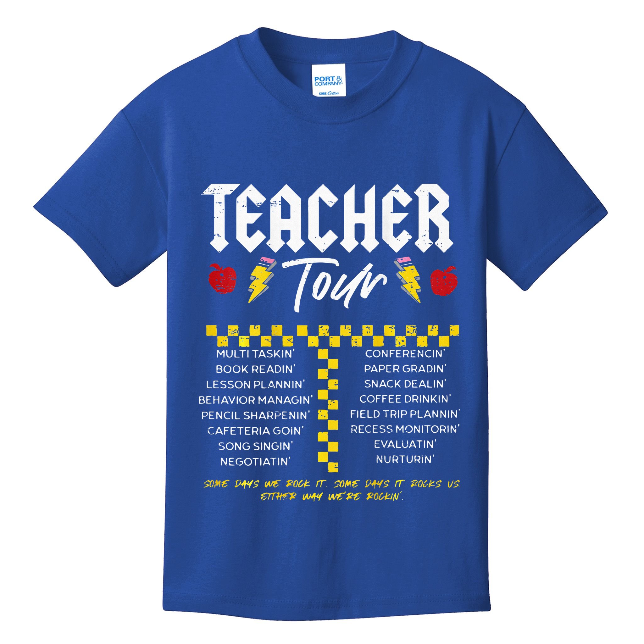 Retro Lightning Bolt Abcd The Teacher Kids T-Shirt