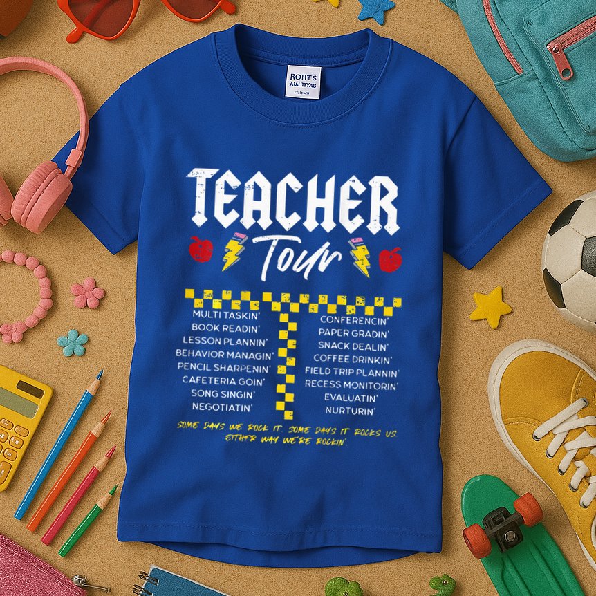 Retro Lightning Bolt Abcd The Teacher Kids T-Shirt