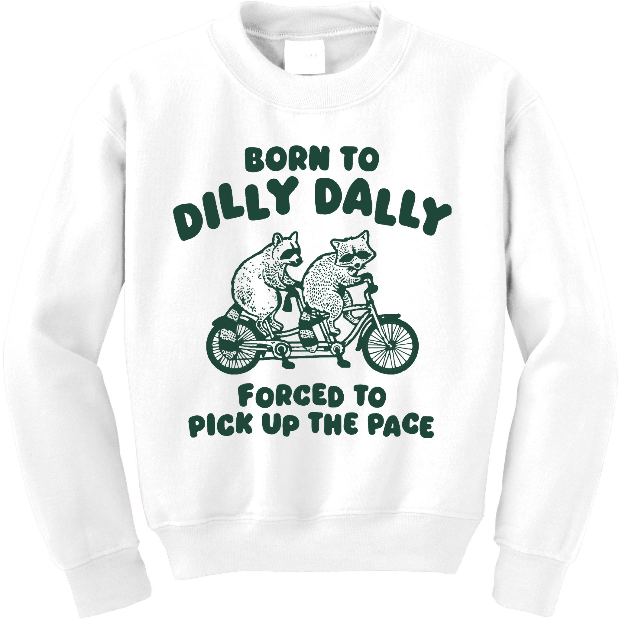 Raccoon Lovers Born To Dilly Dally Forced To Pick Up The Pace Kids Sweatshirt