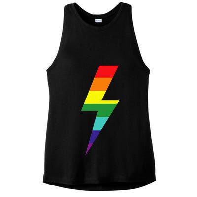 Rainbow Lightning Bolt Ladies PosiCharge Tri-Blend Wicking Tank