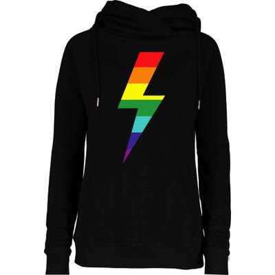 Rainbow Lightning Bolt Womens Funnel Neck Pullover Hood