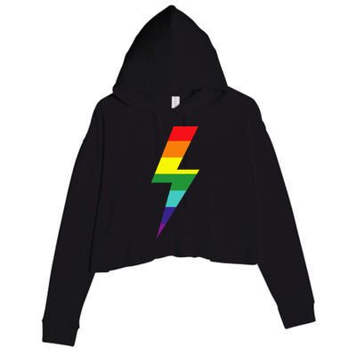 Rainbow Lightning Bolt Crop Fleece Hoodie
