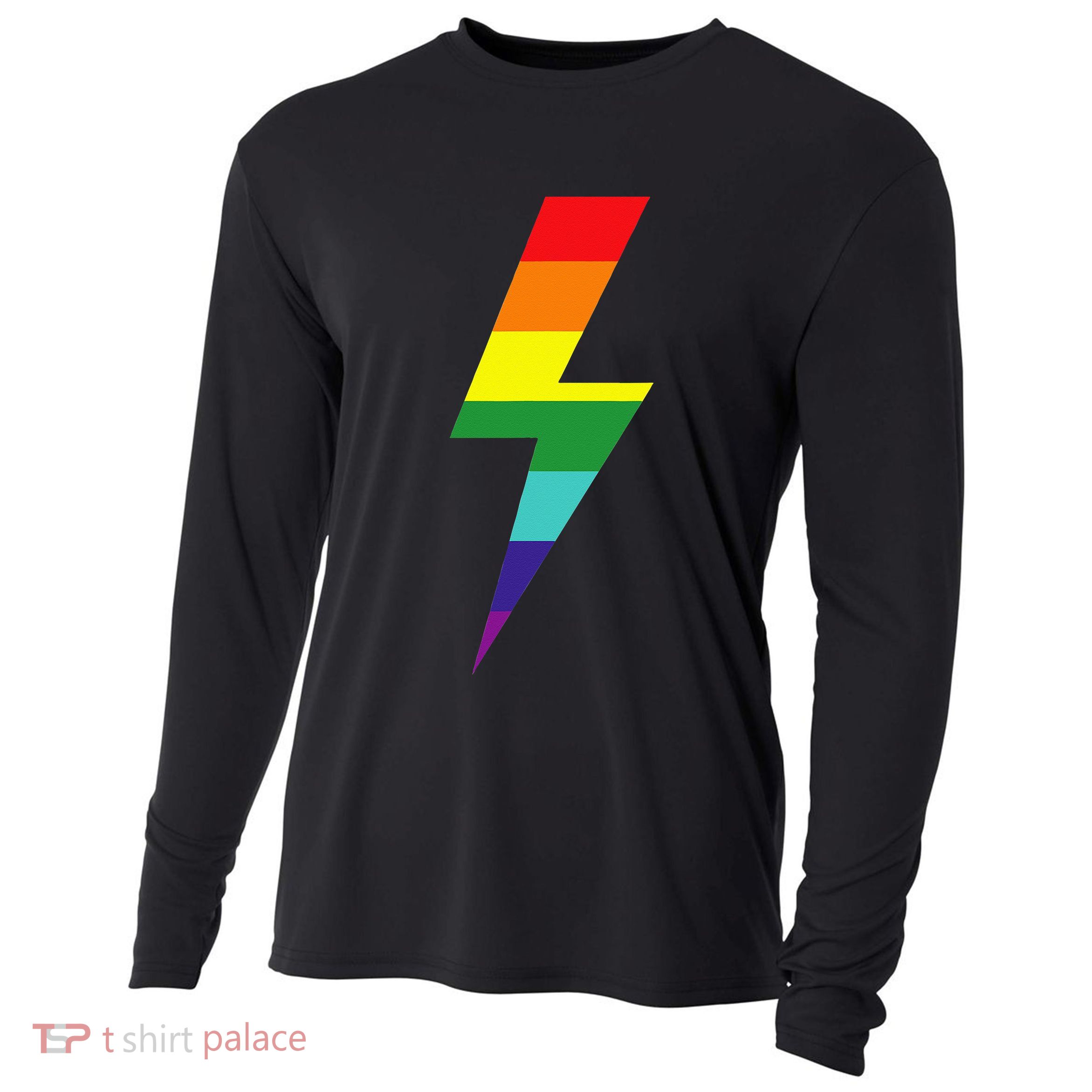 Rainbow Lightning Bolt Cooling Performance Long Sleeve Crew