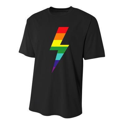 Rainbow Lightning Bolt Youth Performance Sprint T-Shirt