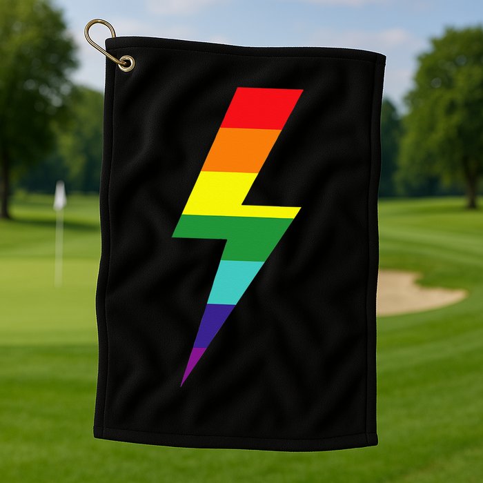 Rainbow Lightning Bolt Golf Towel