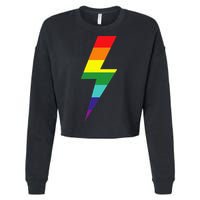 Rainbow Lightning Bolt Cropped Pullover Crew