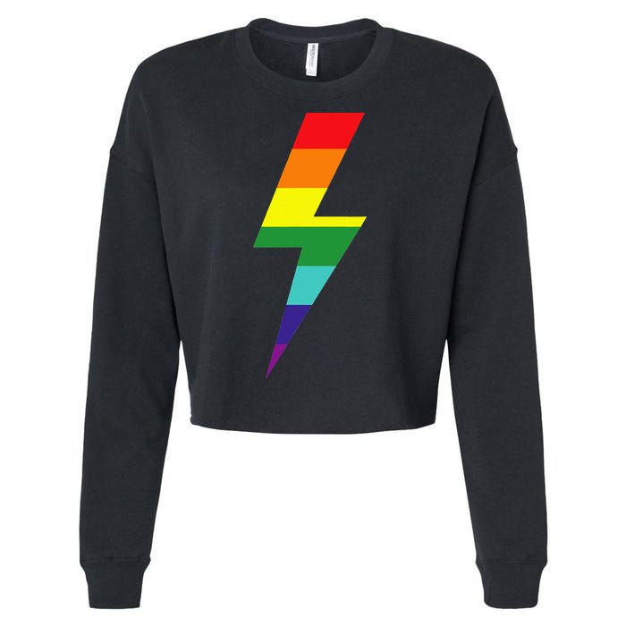 Rainbow Lightning Bolt Cropped Pullover Crew