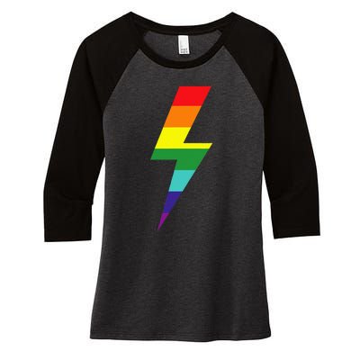 Rainbow Lightning Bolt Women's Tri-Blend 3/4-Sleeve Raglan Shirt