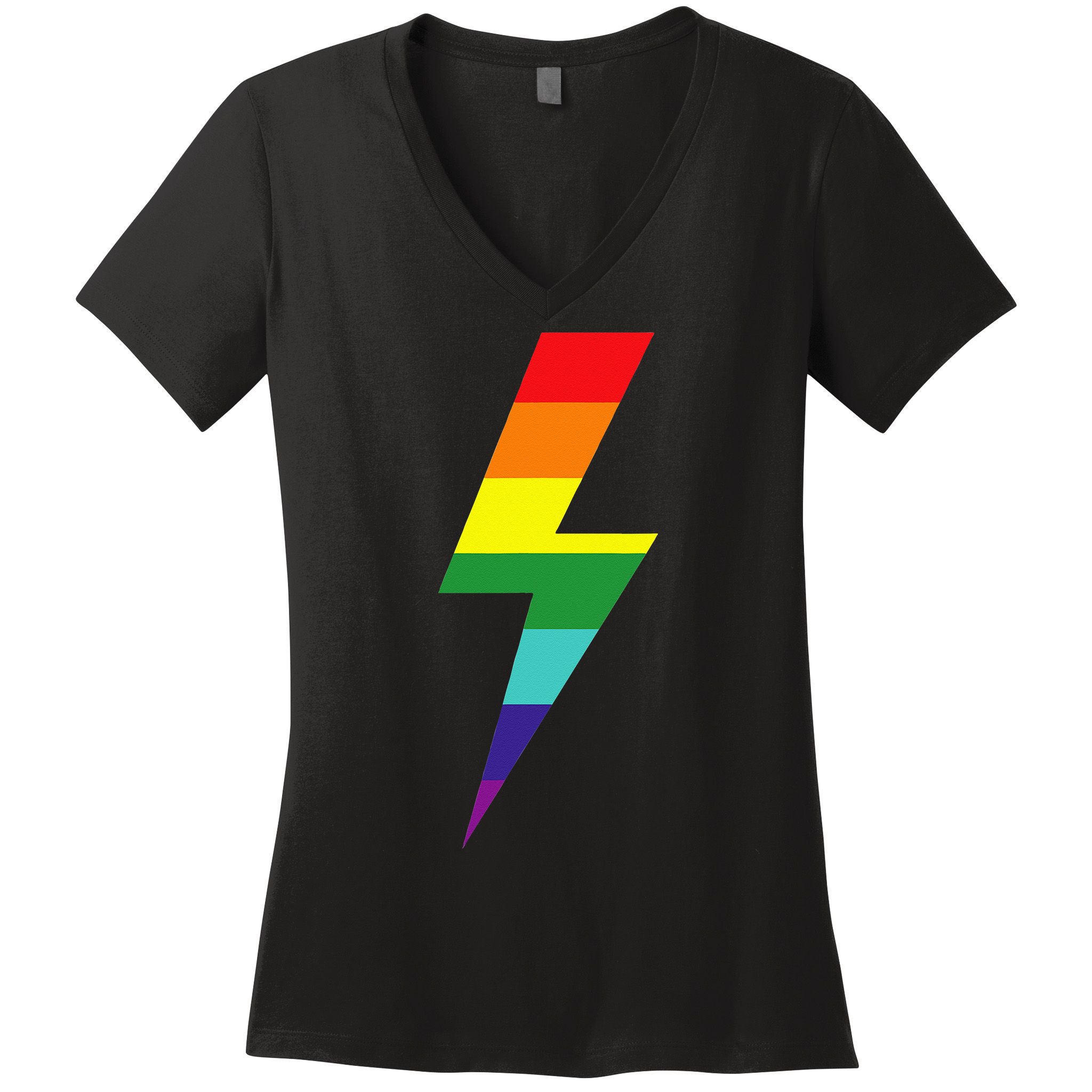 Rainbow Lightning Bolt Women's V-Neck T-Shirt