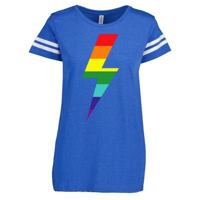 Rainbow Lightning Bolt Enza Ladies Jersey Football T-Shirt