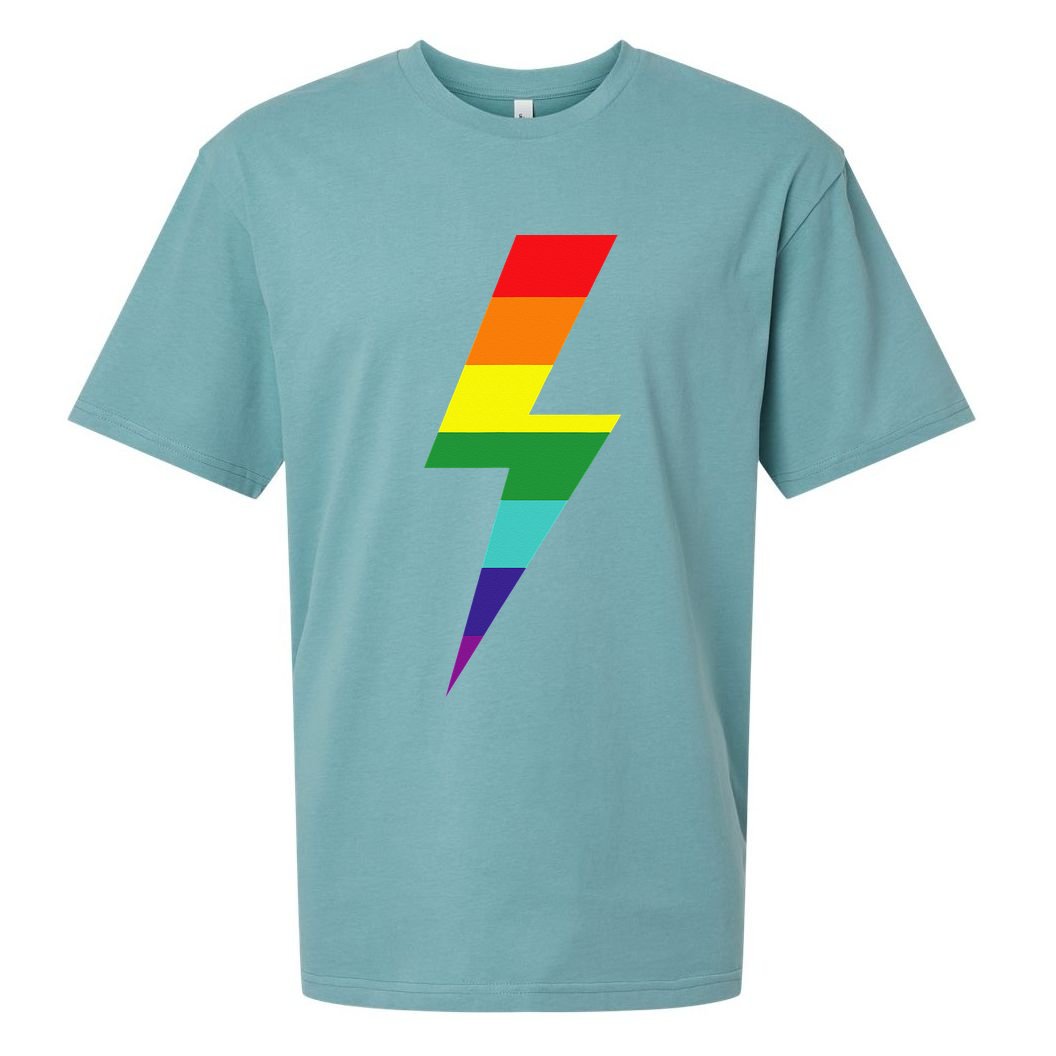 Rainbow Lightning Bolt Sueded Cloud Jersey T-Shirt