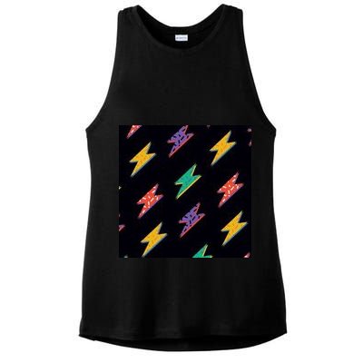 Retro Lightning Bolt Colorful Ladies PosiCharge Tri-Blend Wicking Tank