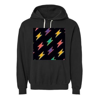 Retro Lightning Bolt Colorful Garment-Dyed Fleece Hoodie