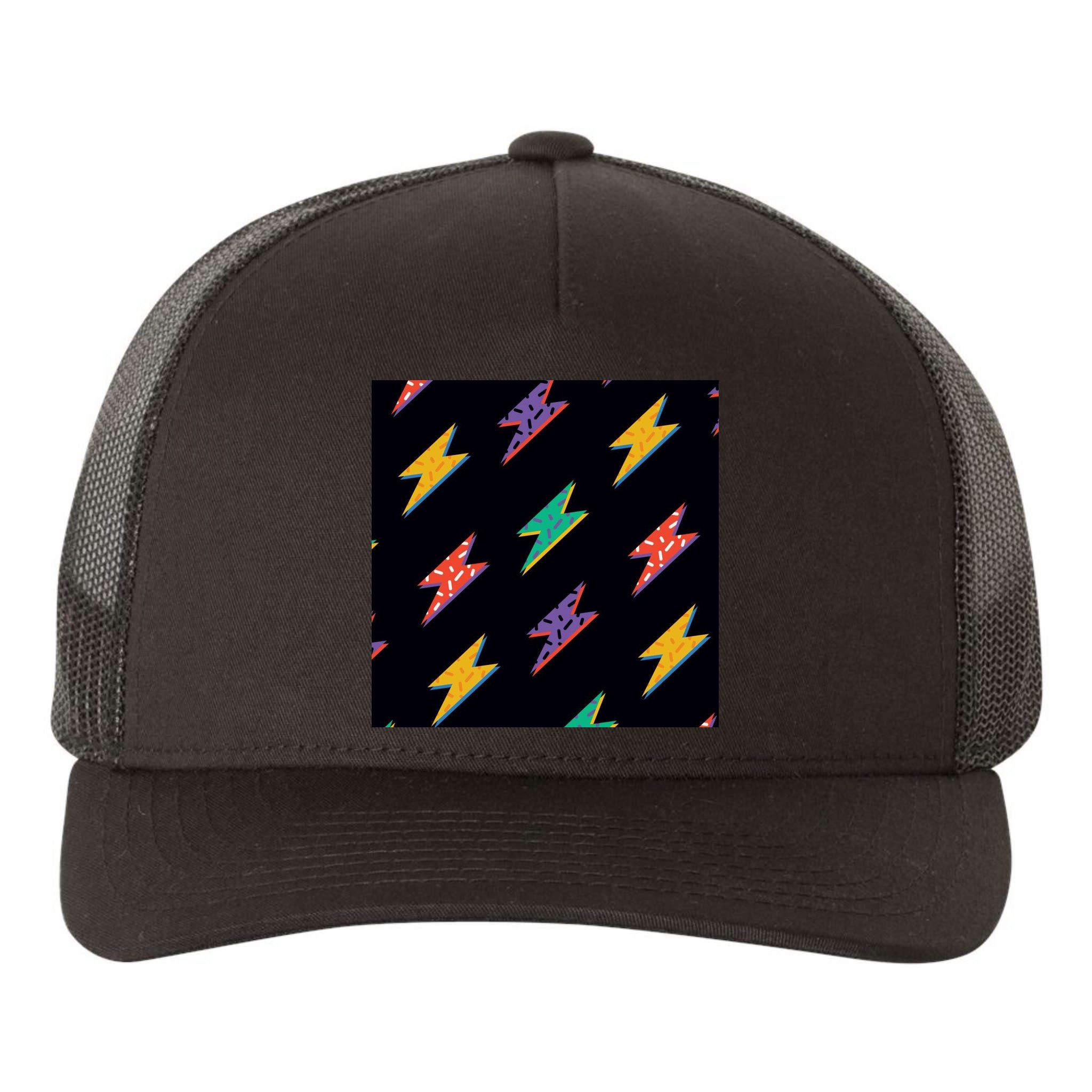 Retro Lightning Bolt Colorful Yupoong Adult 5-Panel Trucker Hat
