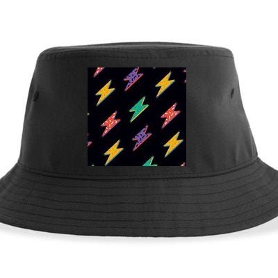 Retro Lightning Bolt Colorful Sustainable Bucket Hat