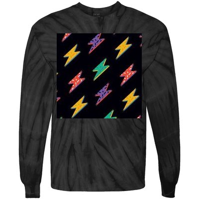 Retro Lightning Bolt Colorful Tie-Dye Long Sleeve Shirt