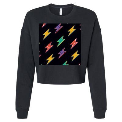 Retro Lightning Bolt Colorful Cropped Pullover Crew