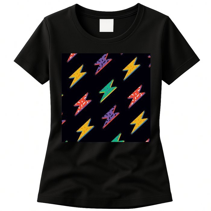 Retro Lightning Bolt Colorful Womens T-Shirt