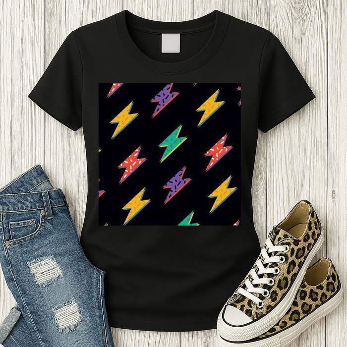 Retro Lightning Bolt Colorful Womens T-Shirt